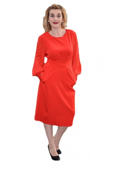 Rochie rafinata, de culoare rosu, maneca lunga, centura in talie