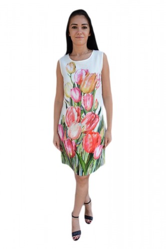Rochie de zi cu imprimeu floral multicolor