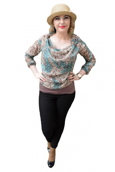 Bluza cu maneca lunga, croi lejer, de culoare turcoaz