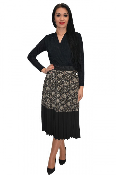 Fusta casual cu imprimeu vintaje de culoarea neagra