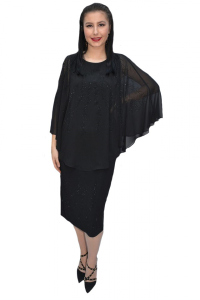 Rochie eleganta Olivia din voal si insertii de strasuri,negru