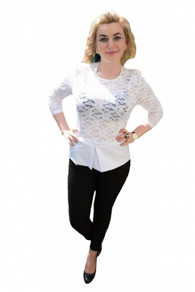 Bluza din dantela florala, culoare alba