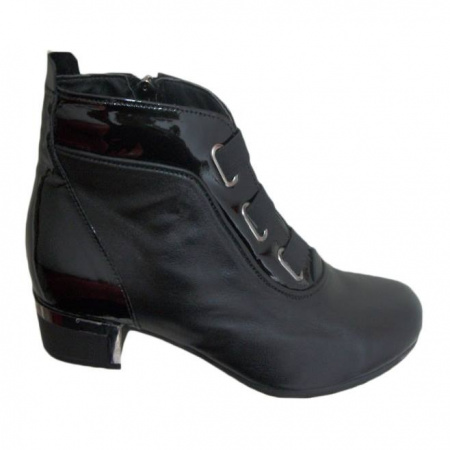Cizma clasica, neagra, cu pandativ argintiu BO-2329-CL