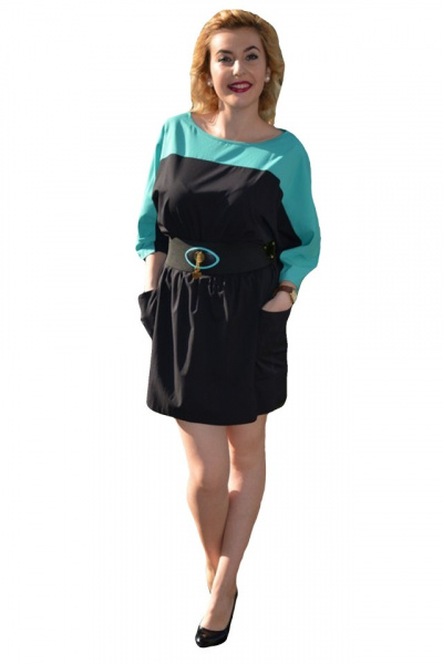 Rochie de lungime mini, de culoare negru-verde