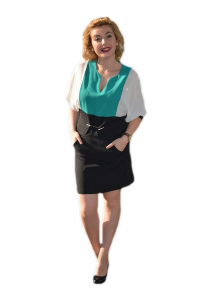 Rochie feminina, de culoare negru-turcoaz, mini