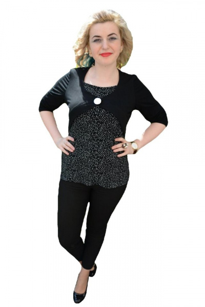 Bluze cu maneca lunga, in nuante de negre-albe, cu buline