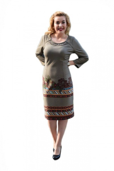 Rochie eleganta, cu flori in partea de jos, de culoare maro