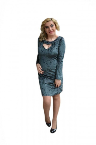 Rochie moderna de toamna-iarmna, verde, decupaj deosebit la bust