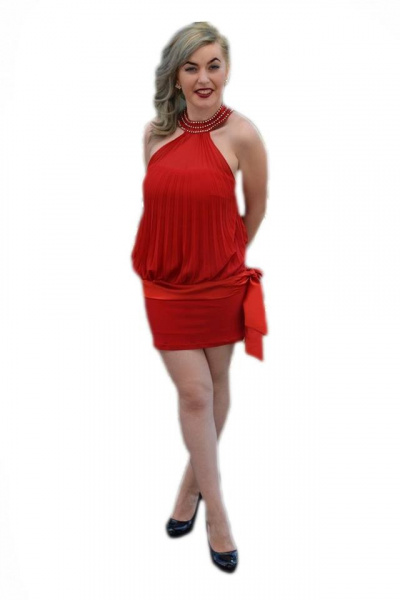 Rochie feminina, rosie, cu cristale RO-1961-RS