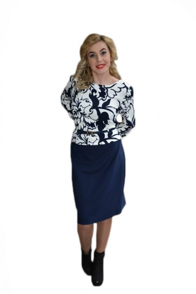 Rochie rafinata tip costum cu peplum, bleumarin combinat cu alb