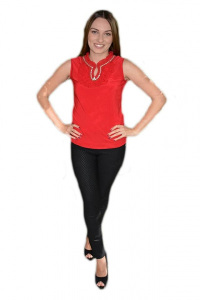 Top fashion de primavara-vara din material elastic, nuanta rosie