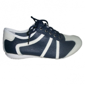 Adidas din piele cu perforatii, de culoare bleumarin, cu talpa joasa
