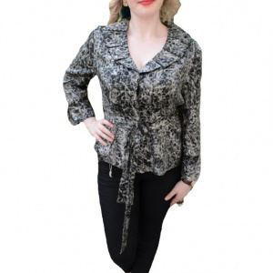 Bluza casual-eleganta cu maneca lunga, cu cordon in talie, kaki