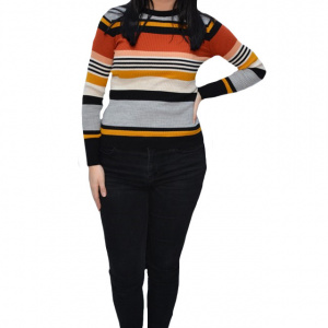 Bluza casual Vera ,model cu dungi multicolore,gri