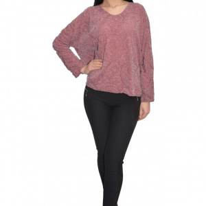Bluza cu imprimeu digital natural in nuanta plamaniu