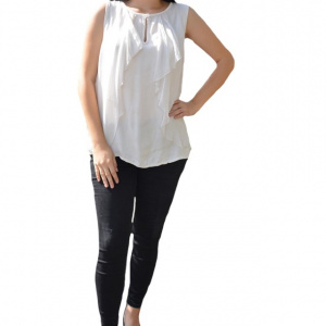 Bluza de matase, de culoare galben pal, cu model de fronseuri