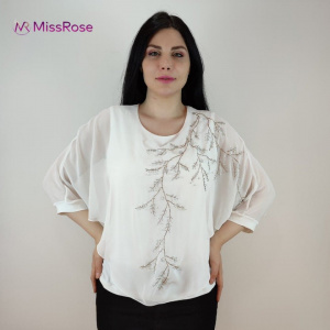 Bluza eleganta cu aplicatii deosebite Dakota,nuanta de alb