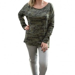 Bluza in tendinte, verde, inchis cu imprimeu rafinat, aspect lucios