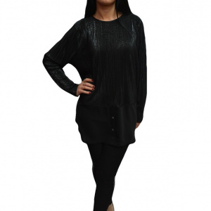 Bluza rafinata de culoare neagra cu fir argintiu, model elegant