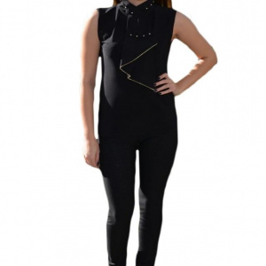 Bluza trendy cu volan in fata, model casual in nuanta de negru