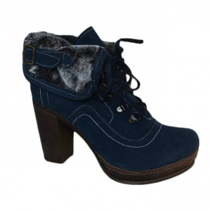 Botina casual, pe o platforma si toc inalt, de culoare bleumarin