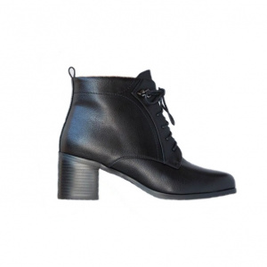 Botina neagra scurta pana la glezna, design minimalist cu siret