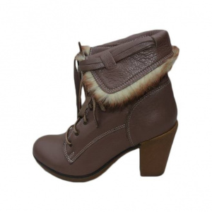 Botine dama, cu siret, de culoare maro