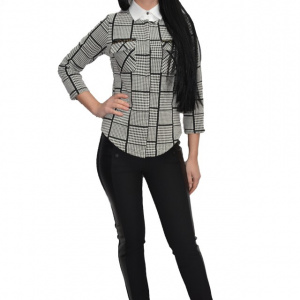 Pantalon casual cu insertii si nasturi,nuanta neagra