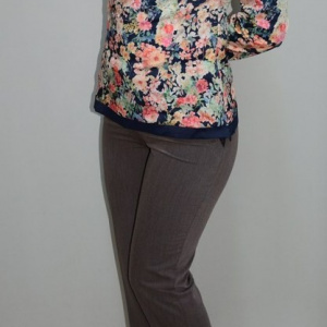 Pantalon elegant cu cusaturi, model clasic, de culoare maro