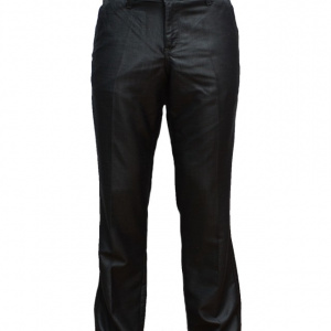 Pantalon la dunga, de culoare gri, din material cu aspect lucios