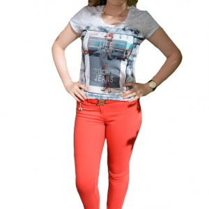 Pantalon lung, corai, din material de calitate cu croi tip creion