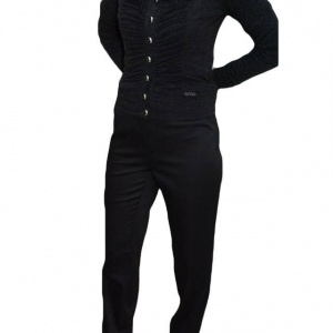 Pantalon negru, buzunare laterale, inchidere cu fermoar