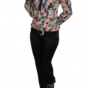 Pantalon trendy din saten, design clasic, de nuanta neagra