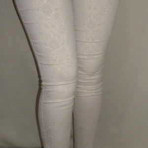 Pantaloni casual, bej cu imprimeu floral deosebit