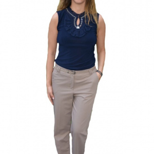 Pantaloni office Medeline cu croi drept,nuanat de bej