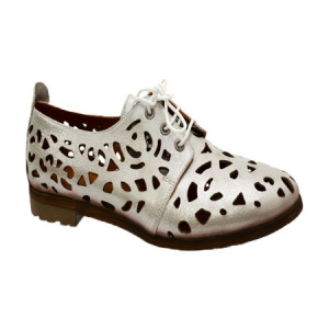 Pantof comod cu talpa joasa, confortabila, din piele argintie