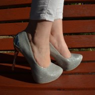 Pantofi dama, spectaculosi, argintii