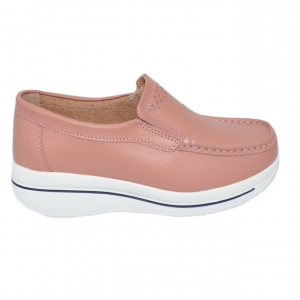 Pantofi roz cu talpa ortopedica ,din piele,model simplu