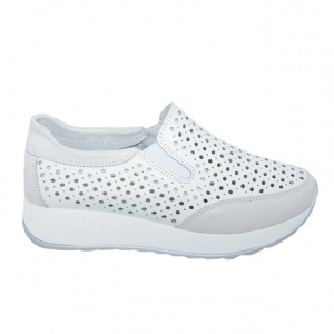 Pantofi sport dama ,alb cu perforatii si talpa grosa