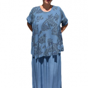 Rochie de vara culoare de bleumarin cu imprimeu gri