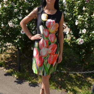 Rochie de zi cu imprimeu multicolor