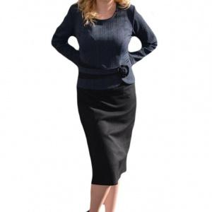 Rochie deosebita, de culoare bleumarin, cu design in tesatura