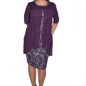 Rochie eleganta Kayla cu aplicatii de margele,nuanta de mov