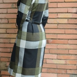 Rochie feminina de toamna-iarna, maneca trei-sferturi, verde-negru
