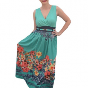 Rochie maxi, de vara, multicolora cu imprimeu floral
