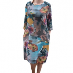 Rochie moderna cu buzunare, nuanta turcoaz, masura mare