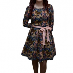 Rochie tinereasca, multicolora, imprimeu modern cu fluturi