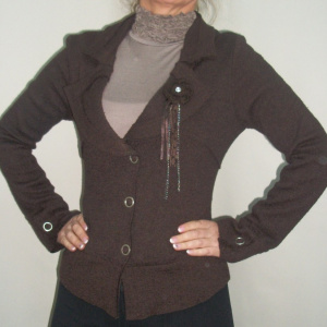Sacou casual, maro, maneci lungi si rever ascutit