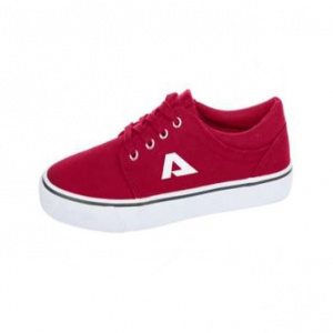 Tenis clasic din material de panza rosu, cu talpa flexibila, joasa