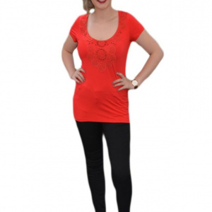 Tricouri casual, decolteu rotund, de culoare rosii